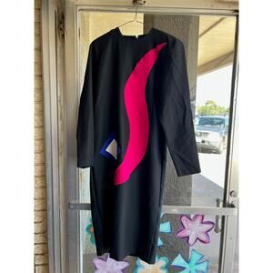 Vintage 1980's Seret colorblock dress size large